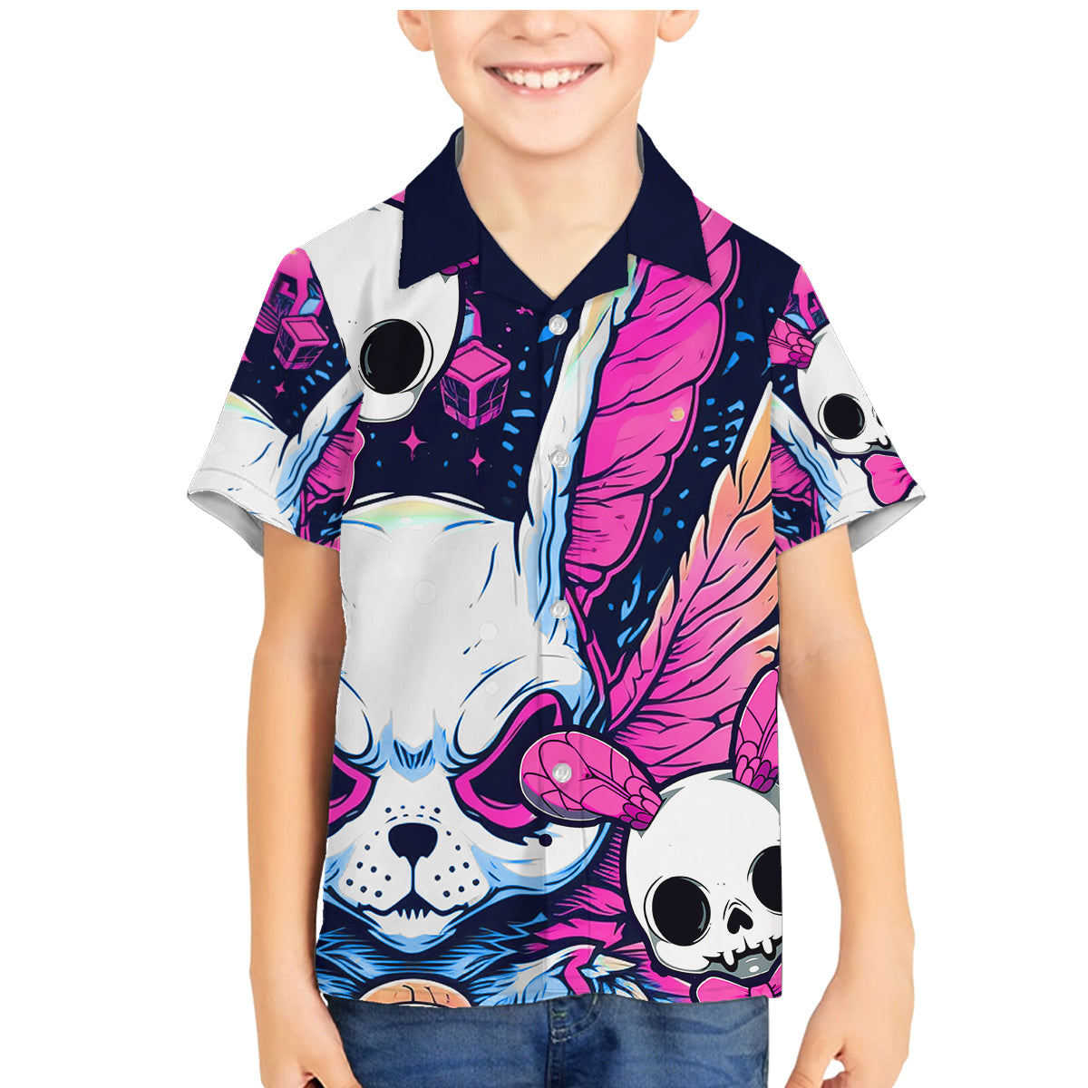 Crazy Rabbit Lady Family Matching Mermaid Dress and Hawaiian Shirt - Wonder Print Shop