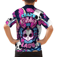 Crazy Rabbit Lady Family Matching Short Sleeve Bodycon Dress and Hawaiian Shirt - Wonder Print Shop