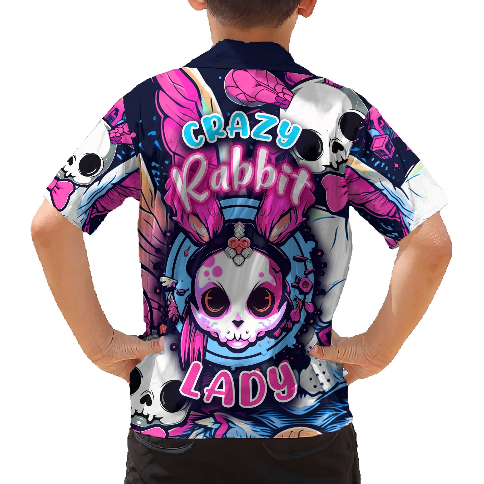 Crazy Rabbit Lady Kid Hawaiian Shirt - Wonder Print Shop