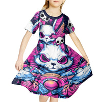 Crazy Rabbit Lady Kid Short Sleeve Dress - Wonder Print Shop