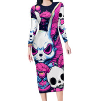Crazy Rabbit Lady Long Sleeve Bodycon Dress - Wonder Print Shop