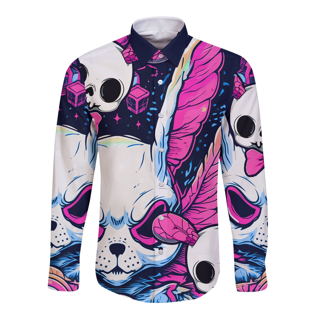 Crazy Rabbit Lady Long Sleeve Button Shirt - Wonder Print Shop