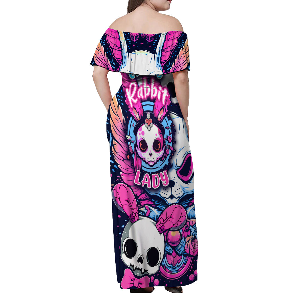 Crazy Rabbit Lady Off Shoulder Maxi Dress - Wonder Print Shop