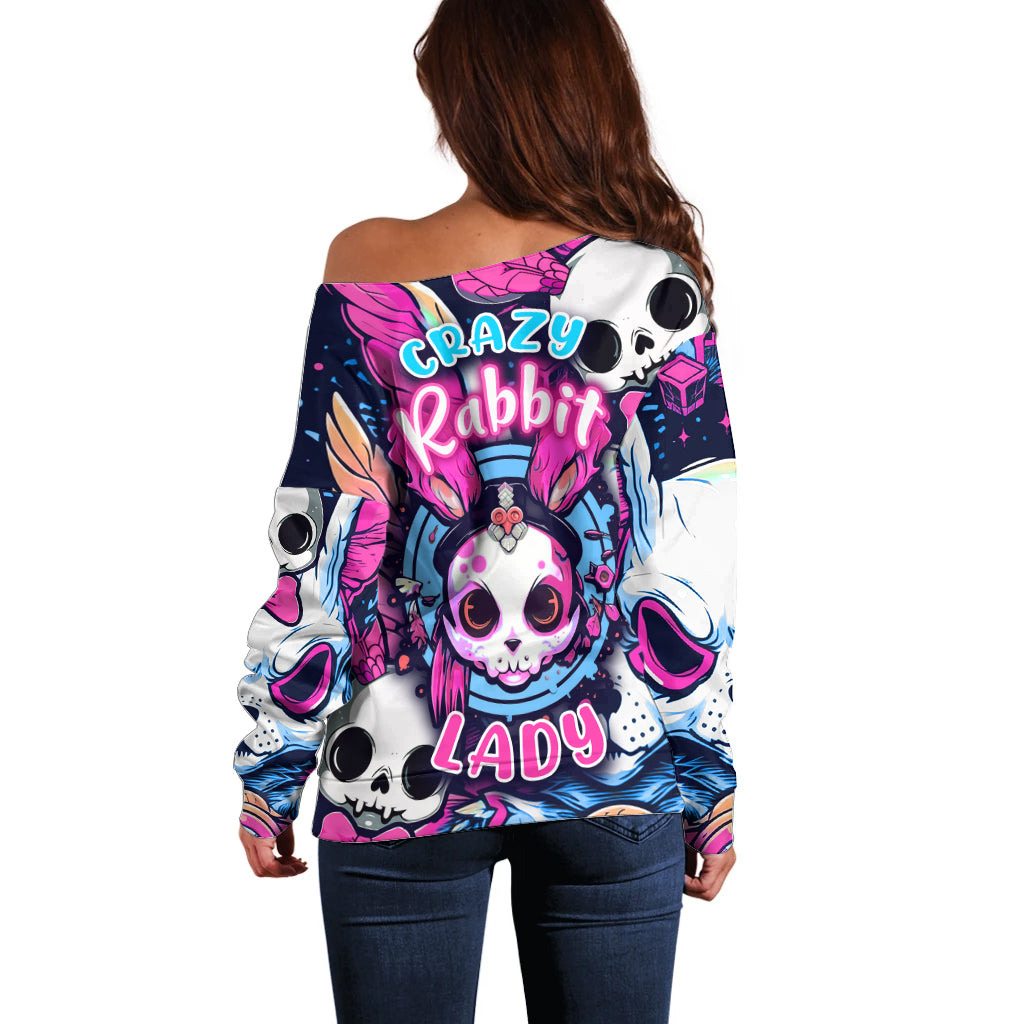 Crazy Rabbit Lady Off Shoulder Sweater - Wonder Print Shop
