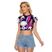 Crazy Rabbit Lady Raglan Cropped T Shirt - Wonder Print Shop