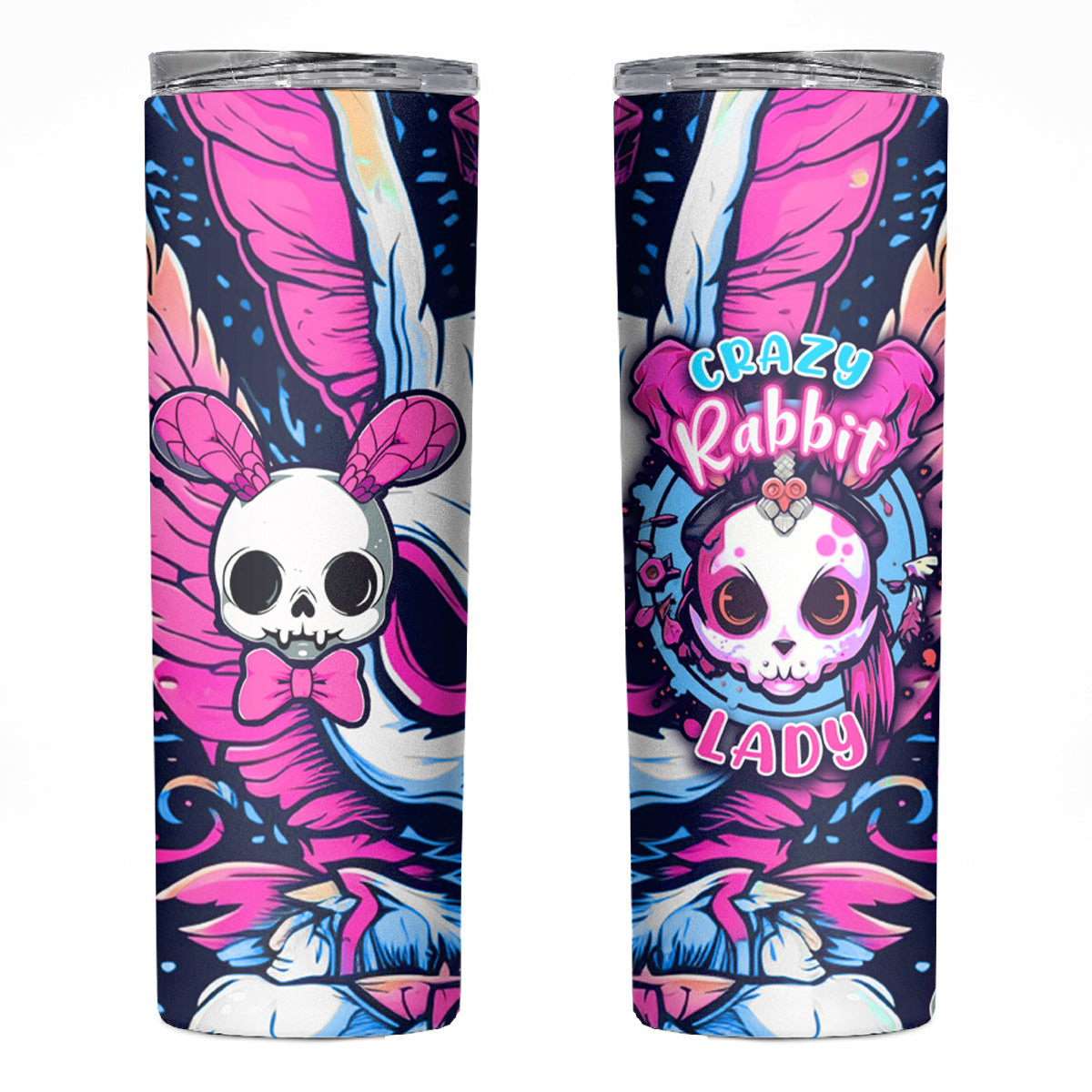 Crazy Rabbit Lady Skinny Tumbler - Wonder Print Shop