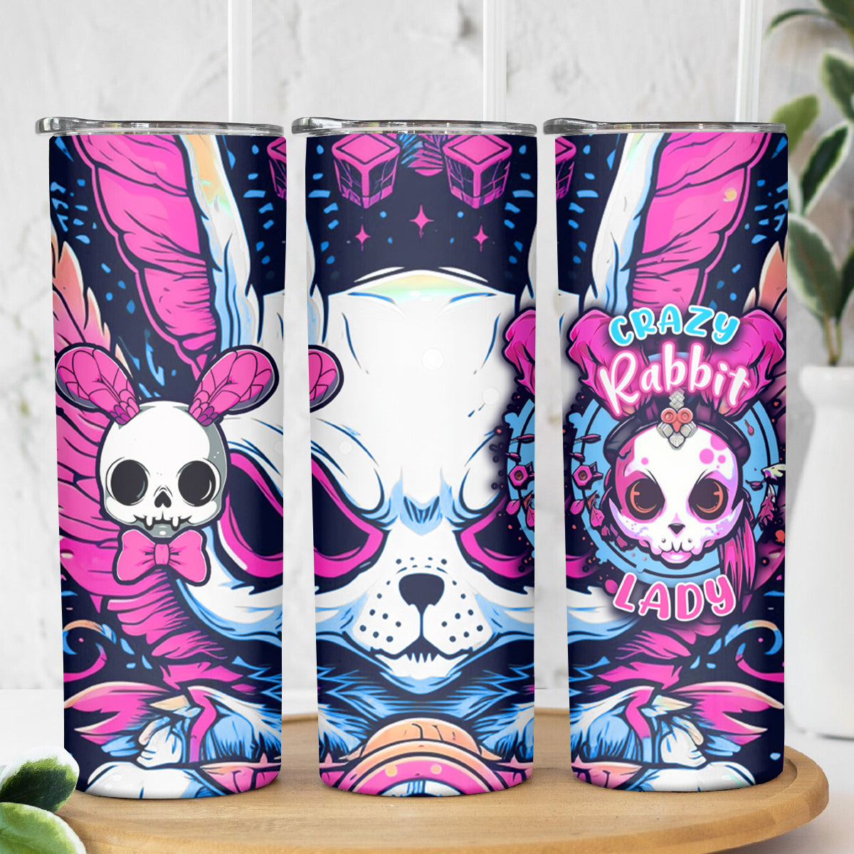 Crazy Rabbit Lady Skinny Tumbler - Wonder Print Shop