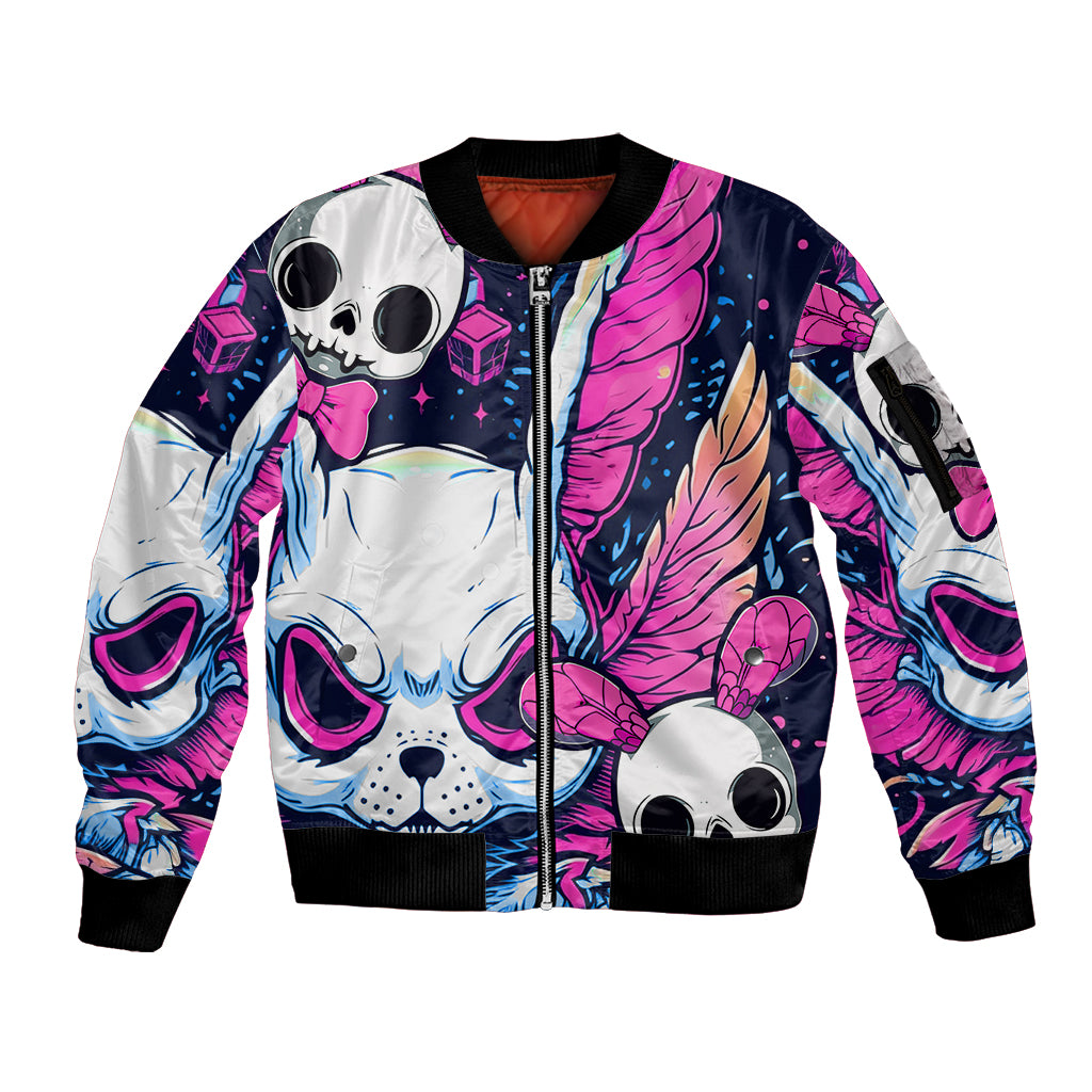 Crazy Rabbit Lady Sleeve Zip Bomber Jacket - Wonder Print Shop