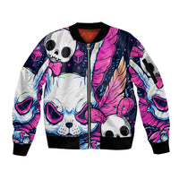 Crazy Rabbit Lady Sleeve Zip Bomber Jacket - Wonder Print Shop