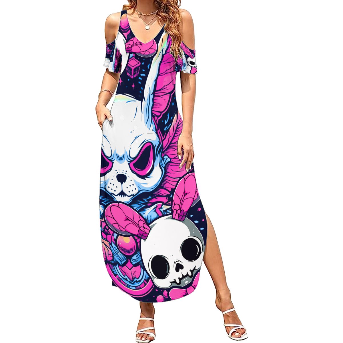 Crazy Rabbit Lady Summer Maxi Dress - Wonder Print Shop