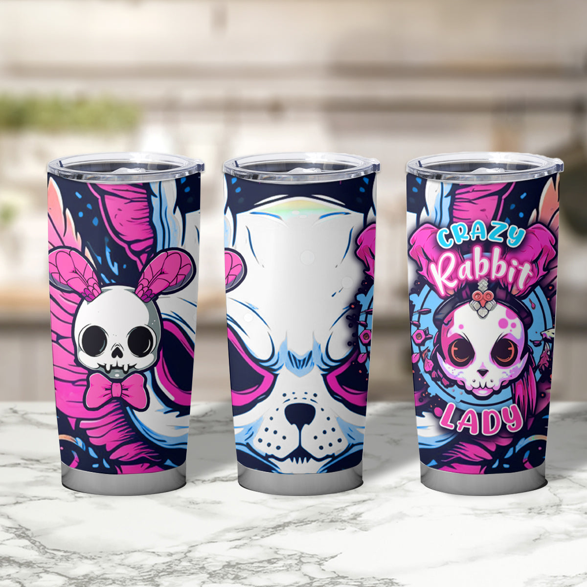 Crazy Rabbit Lady Tumbler Cup - Wonder Print Shop