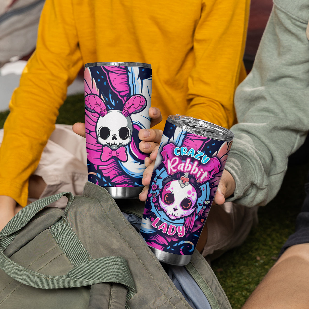 Crazy Rabbit Lady Tumbler Cup - Wonder Print Shop