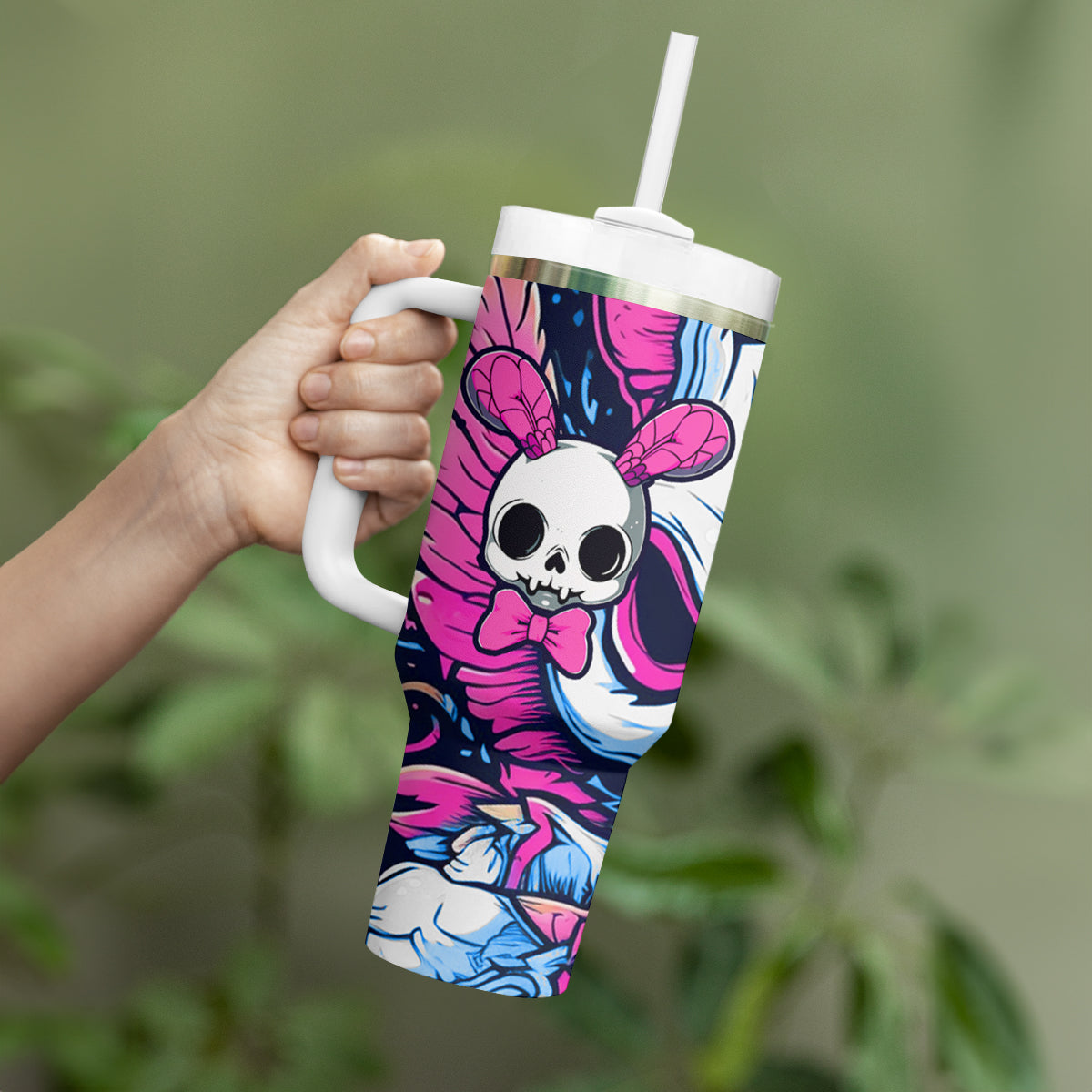 Crazy Rabbit Lady Tumbler With Handle - Wonder Print Shop