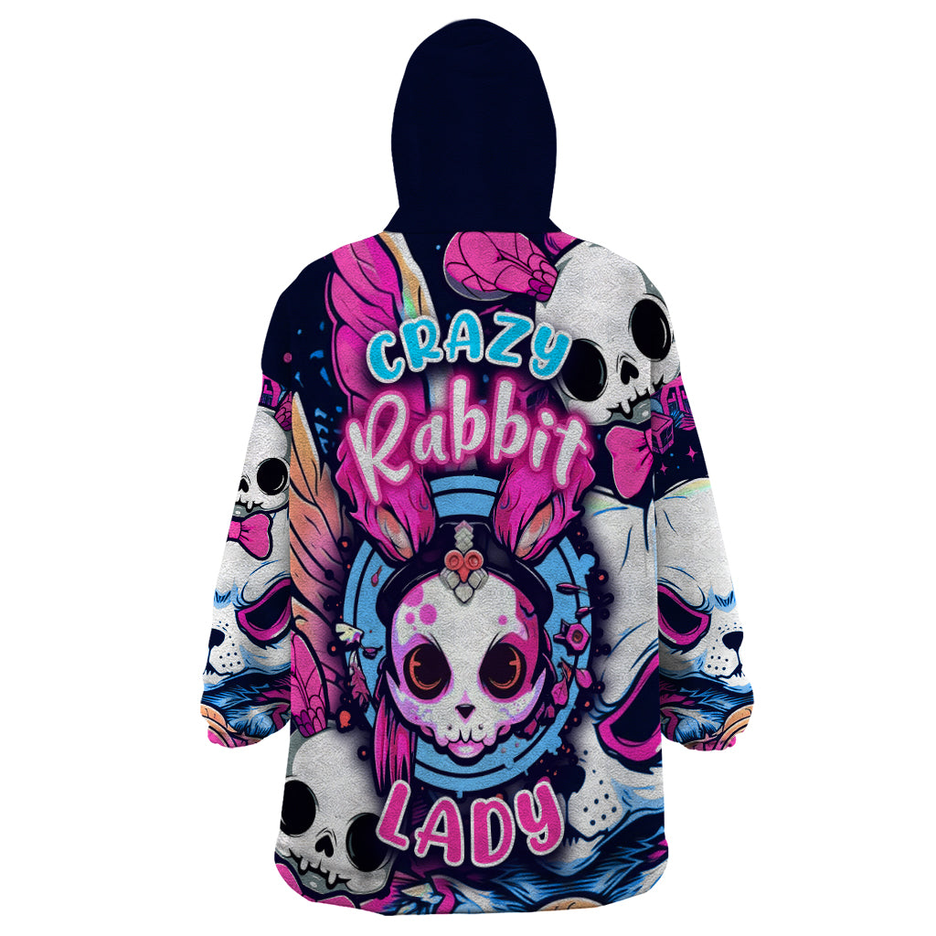 Crazy Rabbit Lady Wearable Blanket Hoodie - Wonder Print Shop