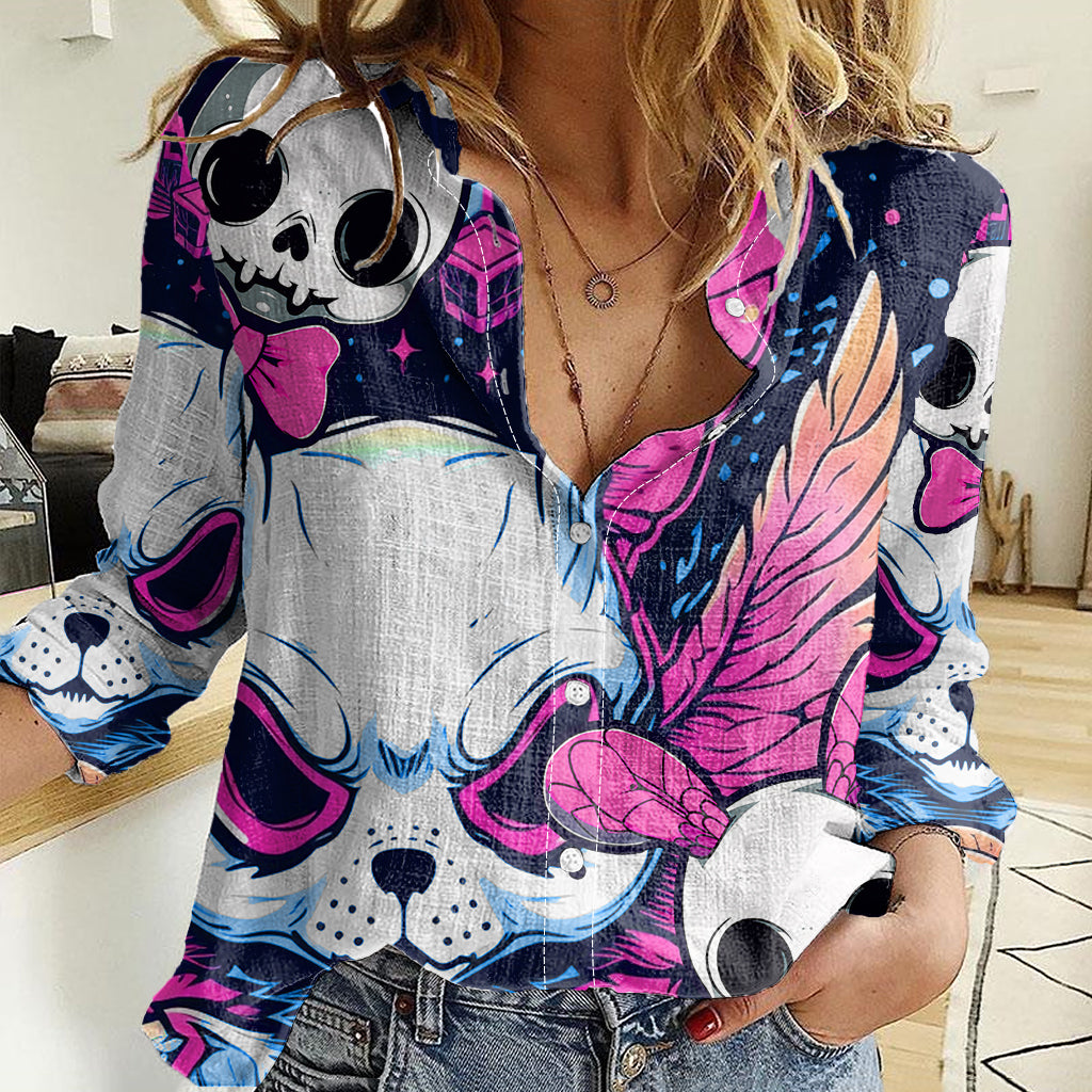 Crazy Rabbit Lady Women Casual Shirt - Wonder Print Shop