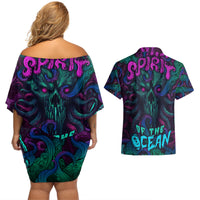 Spirit Of the Ocean Couples Matching Off Shoulder Short Dress and Hawaiian Shirt - Wonder Print Shop