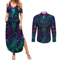 Spirit Of the Ocean Couples Matching Summer Maxi Dress and Long Sleeve Button Shirts - Wonder Print Shop