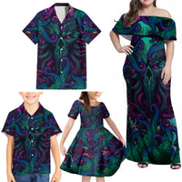 Spirit Of the Ocean Family Matching Off Shoulder Maxi Dress and Hawaiian Shirt - Wonder Print Shop
