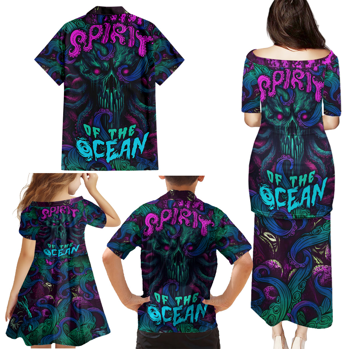 Spirit Of the Ocean Family Matching Puletasi Dress and Hawaiian Shirt - Wonder Print Shop