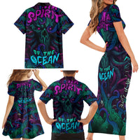 Spirit Of the Ocean Family Matching Short Sleeve Bodycon Dress and Hawaiian Shirt - Wonder Print Shop