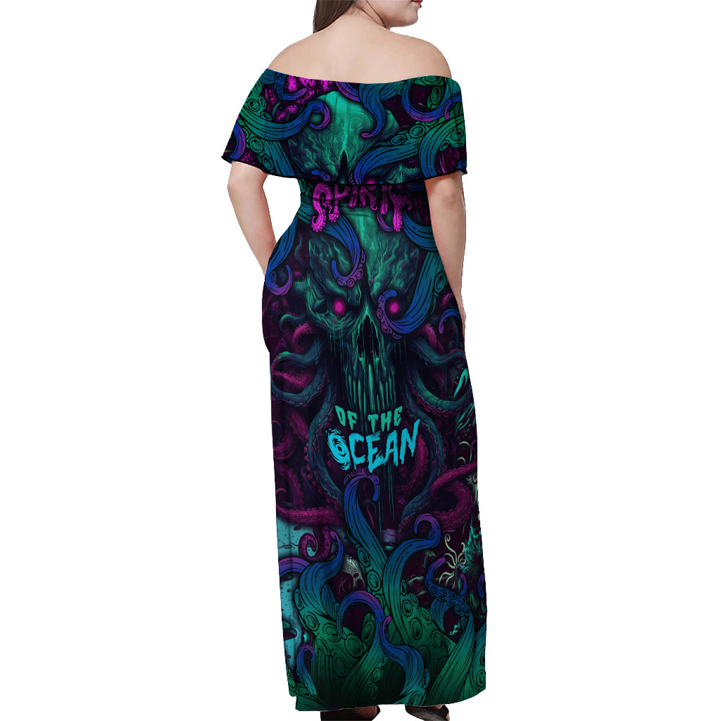Spirit Of the Ocean Off Shoulder Maxi Dress - Wonder Print Shop