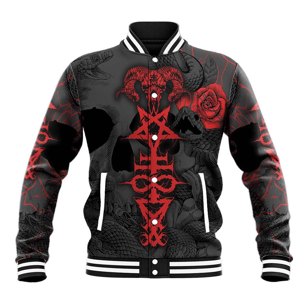 Skull Horror - Satan Symbol Grunge Baseball Jacket - Wonder Print Shop