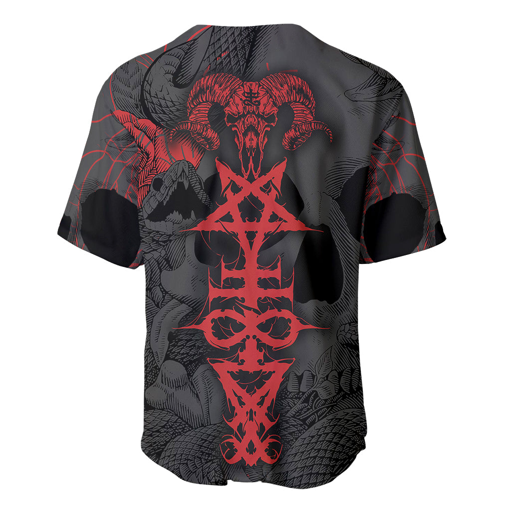 Skull Horror - Satan Symbol Grunge Baseball Jersey - Wonder Print Shop