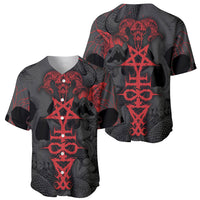 Skull Horror - Satan Symbol Grunge Baseball Jersey - Wonder Print Shop