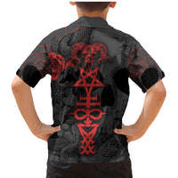 Skull Horror - Satan Symbol Grunge Family Matching Mermaid Dress and Hawaiian Shirt - Wonder Print Shop