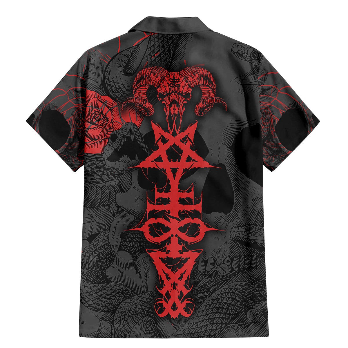 Skull Horror - Satan Symbol Grunge Family Matching Mermaid Dress and Hawaiian Shirt - Wonder Print Shop