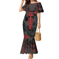 Skull Horror - Satan Symbol Grunge Family Matching Mermaid Dress and Hawaiian Shirt - Wonder Print Shop