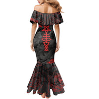 Skull Horror - Satan Symbol Grunge Family Matching Mermaid Dress and Hawaiian Shirt - Wonder Print Shop