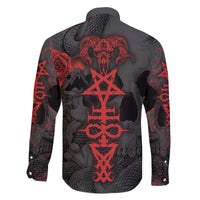 Skull Horror - Satan Symbol Grunge Family Matching Off Shoulder Long Sleeve Dress and Hawaiian Shirt - Wonder Print Shop