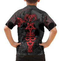Skull Horror - Satan Symbol Grunge Family Matching Off Shoulder Maxi Dress and Hawaiian Shirt - Wonder Print Shop