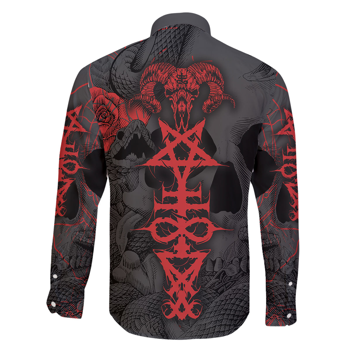 Skull Horror - Satan Symbol Grunge Family Matching Off Shoulder Short Dress and Hawaiian Shirt - Wonder Print Shop