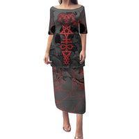 Skull Horror - Satan Symbol Grunge Family Matching Puletasi Dress and Hawaiian Shirt - Wonder Print Shop