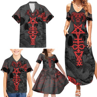 Skull Horror - Satan Symbol Grunge Family Matching Summer Maxi Dress and Hawaiian Shirt - Wonder Print Shop