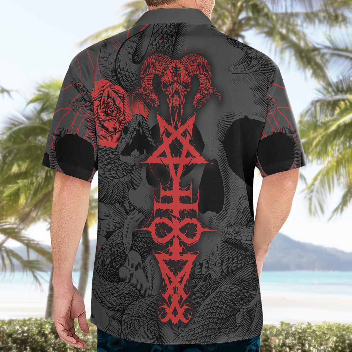 Skull Horror - Satan Symbol Grunge Hawaiian Shirt - Wonder Print Shop