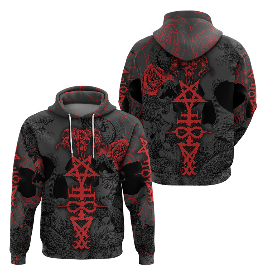 Skull Horror - Satan Symbol Grunge Hoodie - Wonder Print Shop