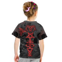 Skull Horror - Satan Symbol Grunge Kid T Shirt - Wonder Print Shop