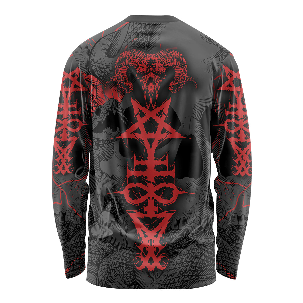 Skull Horror - Satan Symbol Grunge Long Sleeve Shirt - Wonder Print Shop