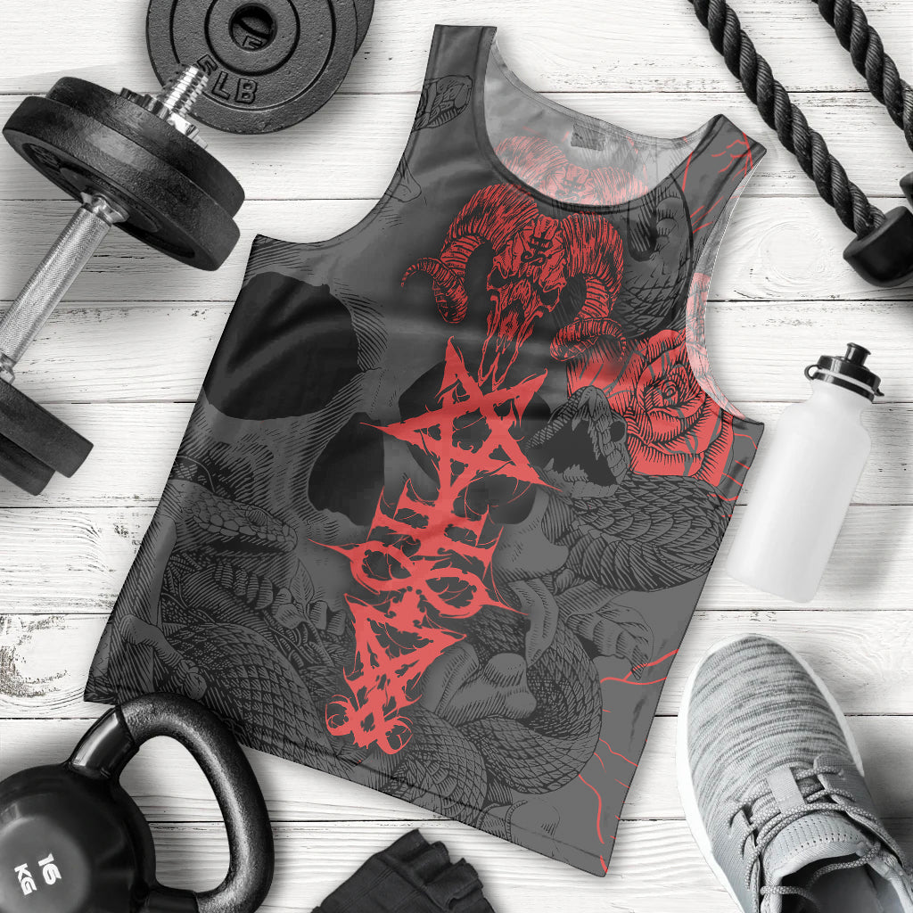 Skull Horror - Satan Symbol Grunge Men Tank Top - Wonder Print Shop