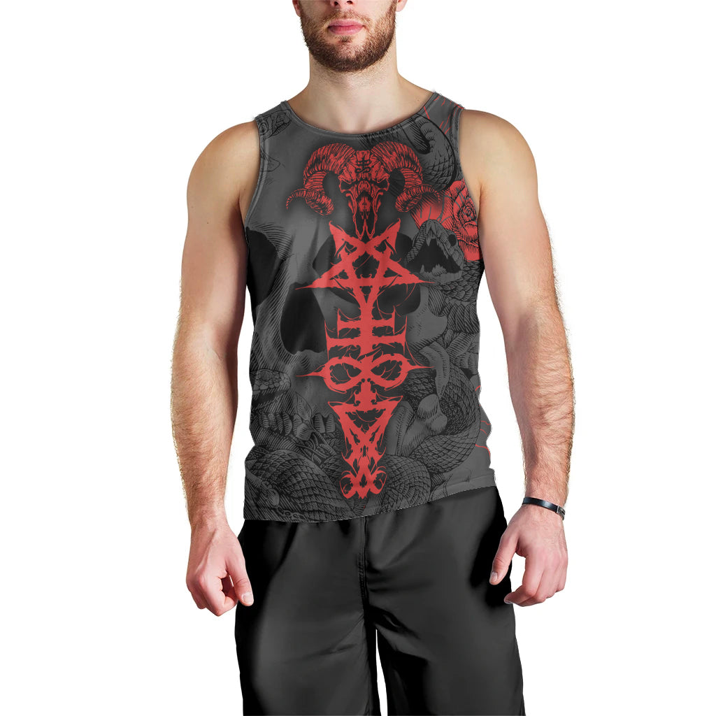 Skull Horror - Satan Symbol Grunge Men Tank Top - Wonder Print Shop