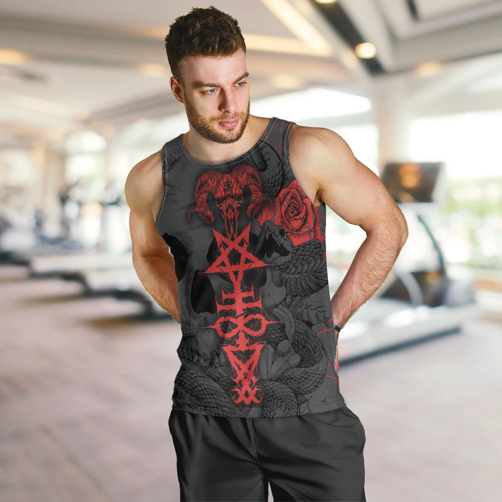 Skull Horror - Satan Symbol Grunge Men Tank Top - Wonder Print Shop