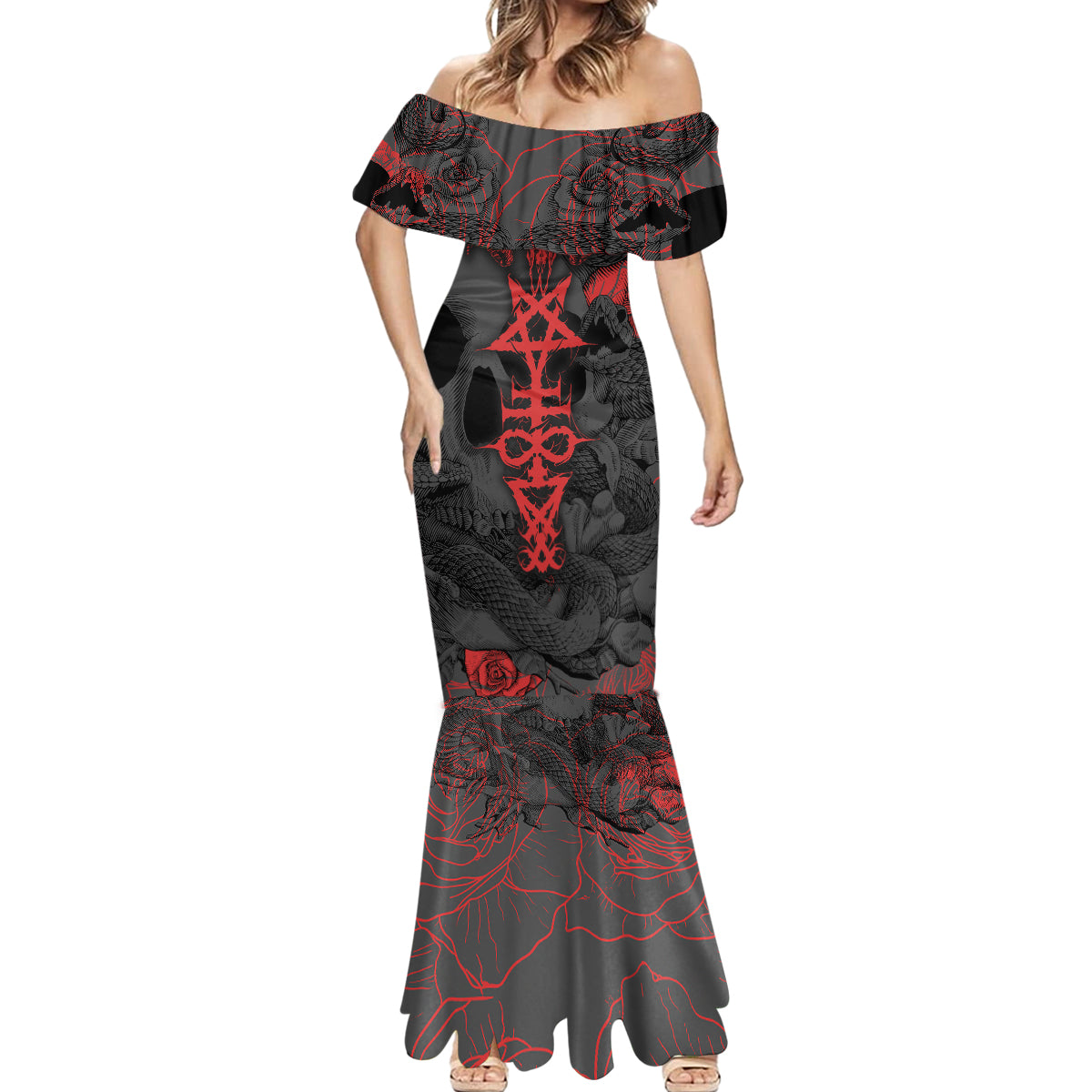 Skull Horror - Satan Symbol Grunge Mermaid Dress - Wonder Print Shop