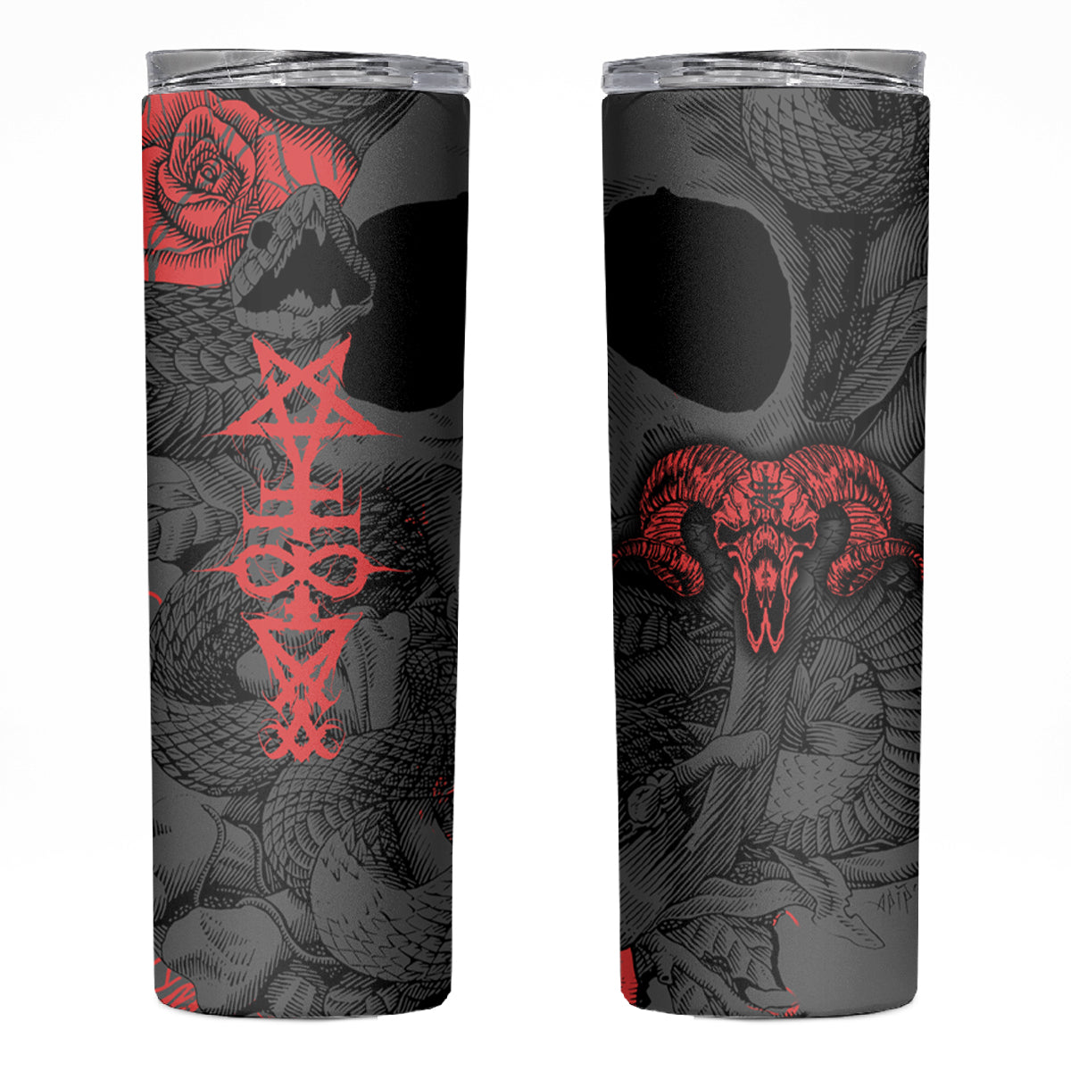 Skull Horror - Satan Symbol Grunge Skinny Tumbler - Wonder Print Shop