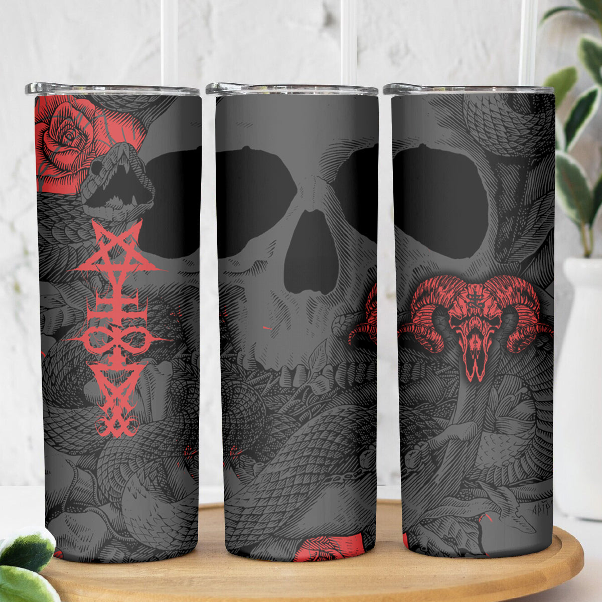 Skull Horror - Satan Symbol Grunge Skinny Tumbler - Wonder Print Shop