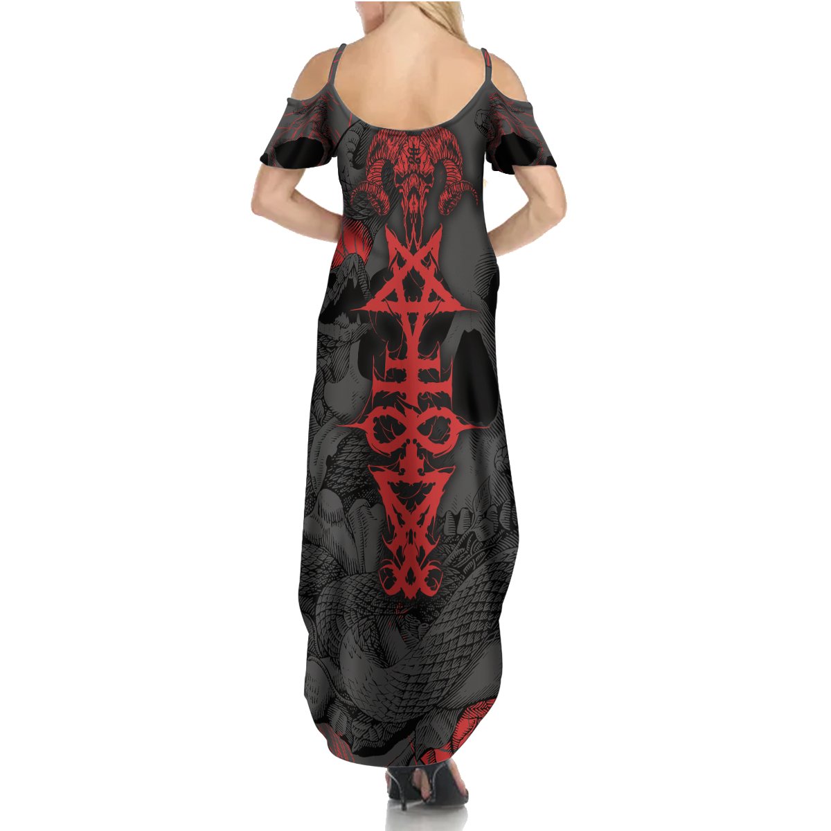 Skull Horror - Satan Symbol Grunge Summer Maxi Dress - Wonder Print Shop