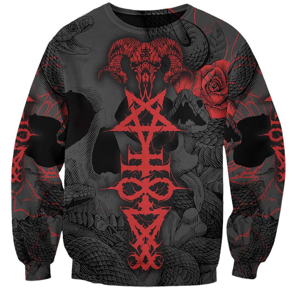 Skull Horror - Satan Symbol Grunge Sweatshirt - Wonder Print Shop