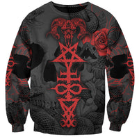 Skull Horror - Satan Symbol Grunge Sweatshirt - Wonder Print Shop